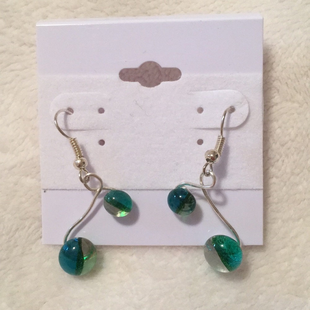 New. Handmade glass and silver earrings